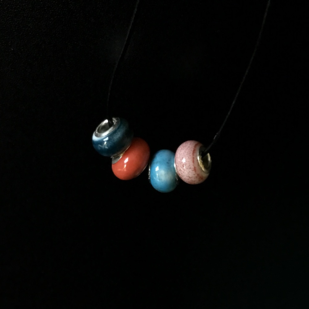 Sold. 🦋925 CERAMIC SILVER TRIM HANDPAINTED BEADS.
